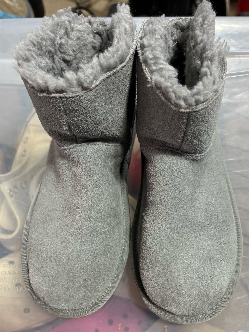 Koolaburra by UGG Kids Gray Suede Faux Fur Lined Boots size 2